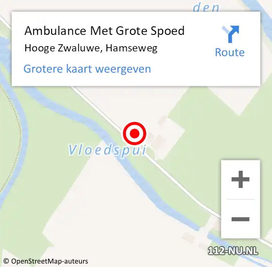 Locatie op kaart van de 112 melding: Ambulance Met Grote Spoed Naar Hooge Zwaluwe, Hamseweg op 22 mei 2014 18:31