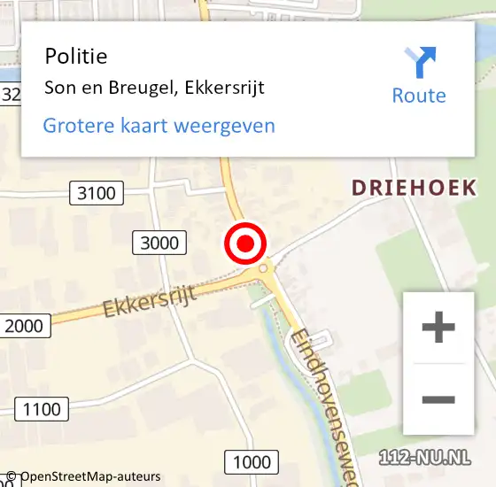 Locatie op kaart van de 112 melding: Politie Son en Breugel, Ekkersrijt op 25 oktober 2020 12:05