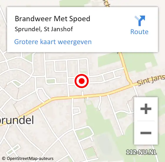 Locatie op kaart van de 112 melding: Brandweer Met Spoed Naar Sprundel, St Janshof op 25 oktober 2020 12:14