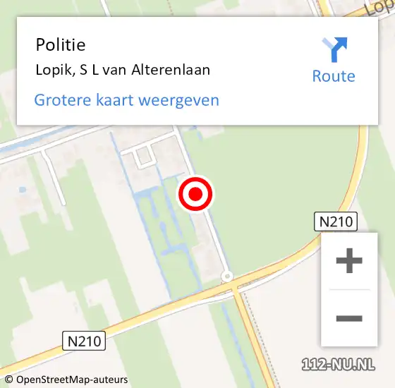 Locatie op kaart van de 112 melding: Politie Lopik, S L van Alterenlaan op 22 mei 2014 18:32