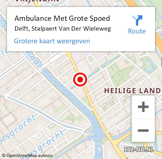 Locatie op kaart van de 112 melding: Ambulance Met Grote Spoed Naar Delft, Stalpaert Van Der Wieleweg op 25 oktober 2020 12:31