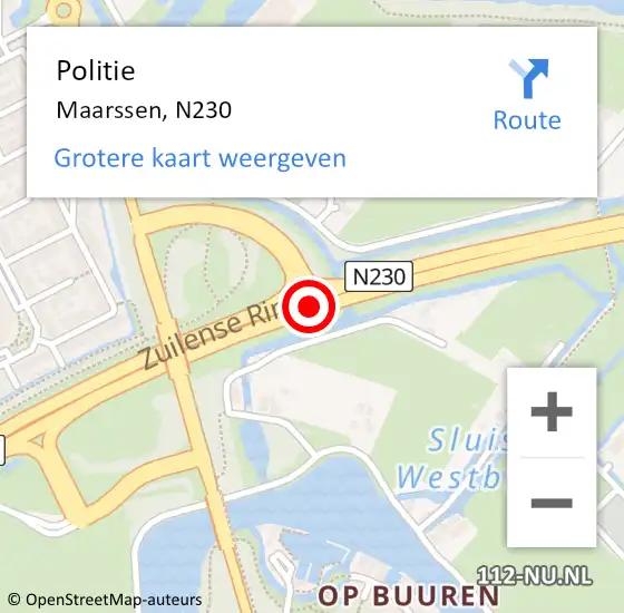 Locatie op kaart van de 112 melding: Politie Maarssen, N230 op 25 oktober 2020 12:51