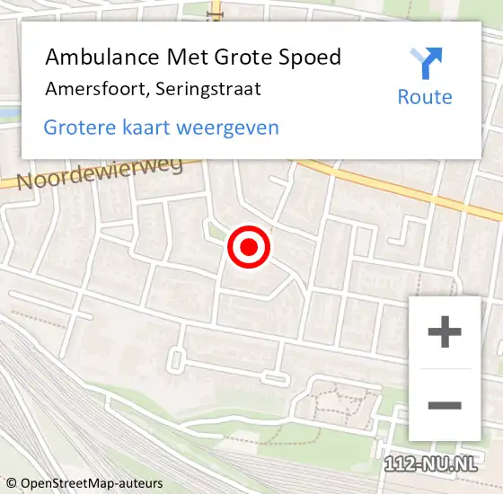 Locatie op kaart van de 112 melding: Ambulance Met Grote Spoed Naar Amersfoort, Seringstraat op 25 oktober 2020 13:06