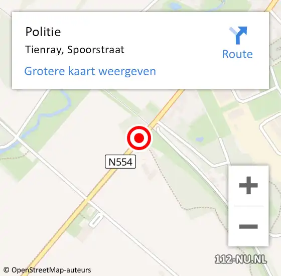 Locatie op kaart van de 112 melding: Politie Tienray, Spoorstraat op 25 oktober 2020 14:34