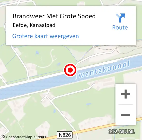 Locatie op kaart van de 112 melding: Brandweer Met Grote Spoed Naar Eefde, Kanaalpad op 25 oktober 2020 15:39