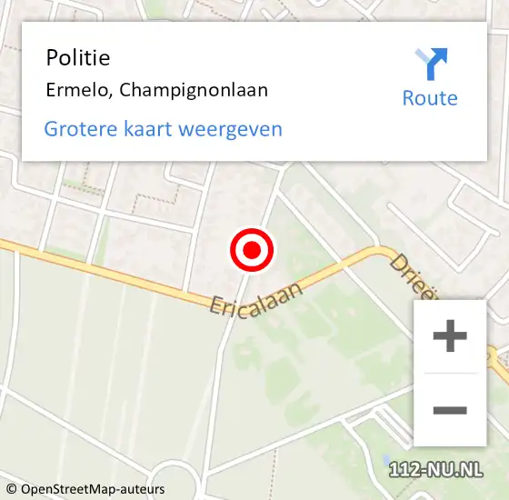 Locatie op kaart van de 112 melding: Politie Ermelo, Champignonlaan op 25 oktober 2020 16:23