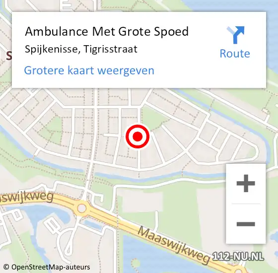 Locatie op kaart van de 112 melding: Ambulance Met Grote Spoed Naar Spijkenisse, Tigrisstraat op 25 oktober 2020 17:11