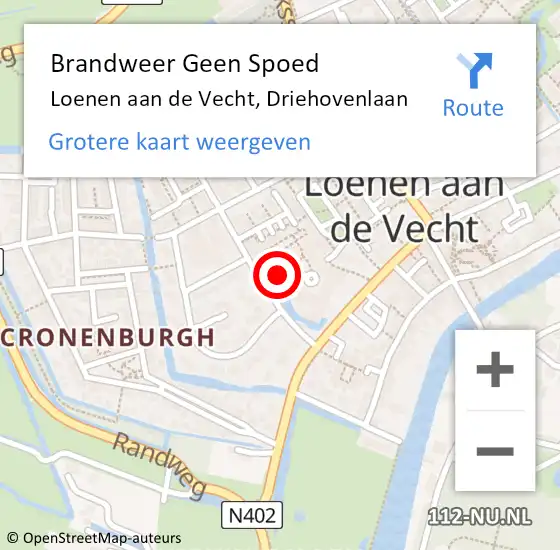 Locatie op kaart van de 112 melding: Brandweer Geen Spoed Naar Loenen aan de Vecht, Driehovenlaan op 25 oktober 2020 17:22
