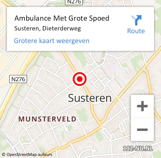 Locatie op kaart van de 112 melding: Ambulance Met Grote Spoed Naar Susteren, Dieterderweg op 25 oktober 2020 17:27