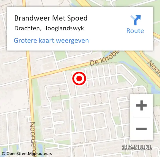 Locatie op kaart van de 112 melding: Brandweer Met Spoed Naar Drachten, Hooglandswyk op 22 mei 2014 19:10