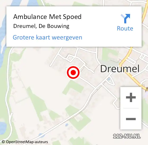 Locatie op kaart van de 112 melding: Ambulance Met Spoed Naar Dreumel, De Bouwing op 25 oktober 2020 19:37