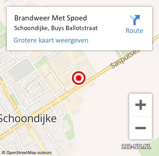 Locatie op kaart van de 112 melding: Brandweer Met Spoed Naar Schoondijke, Buys Ballotstraat op 25 oktober 2020 21:22