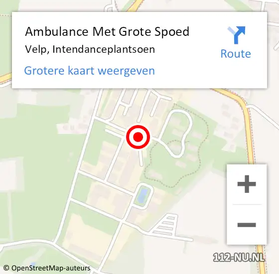 Locatie op kaart van de 112 melding: Ambulance Met Grote Spoed Naar Velp, Intendanceplantsoen op 25 oktober 2020 22:41