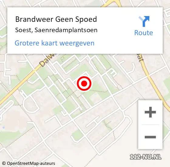 Locatie op kaart van de 112 melding: Brandweer Geen Spoed Naar Soest, Saenredamplantsoen op 25 oktober 2020 23:58