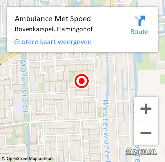 Locatie op kaart van de 112 melding: Ambulance Met Spoed Naar Bovenkarspel, Flamingohof op 26 oktober 2020 01:23