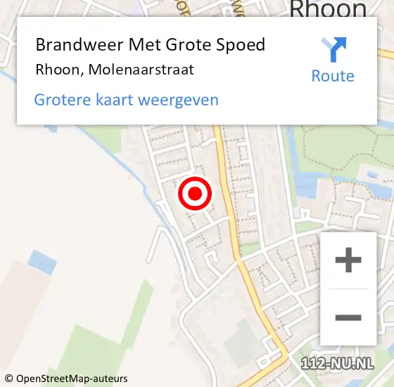 Locatie op kaart van de 112 melding: Brandweer Met Grote Spoed Naar Rhoon, Molenaarstraat op 26 oktober 2020 09:45