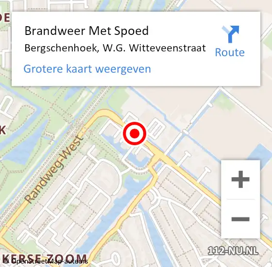 Locatie op kaart van de 112 melding: Brandweer Met Spoed Naar Bergschenhoek, W.G. Witteveenstraat op 26 oktober 2020 09:48