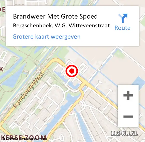 Locatie op kaart van de 112 melding: Brandweer Met Grote Spoed Naar Bergschenhoek, W.G. Witteveenstraat op 26 oktober 2020 09:50