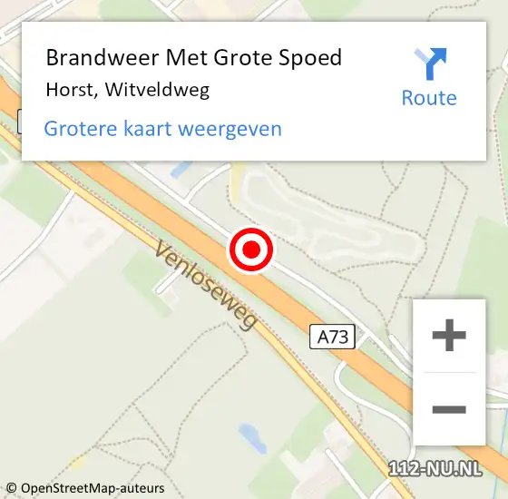 Locatie op kaart van de 112 melding: Brandweer Met Grote Spoed Naar Horst, Witveldweg op 26 oktober 2020 10:47