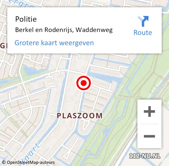 Locatie op kaart van de 112 melding: Politie Berkel en Rodenrijs, Waddenweg op 26 oktober 2020 12:38