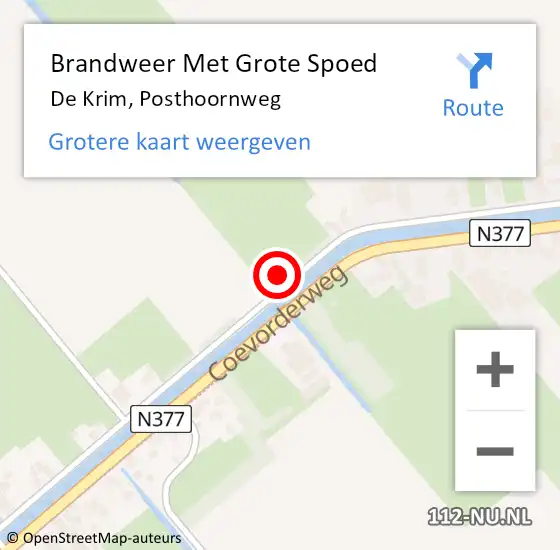 Locatie op kaart van de 112 melding: Brandweer Met Grote Spoed Naar De Krim, Posthoornweg op 22 mei 2014 20:55