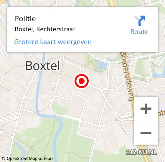 Locatie op kaart van de 112 melding: Politie Boxtel, Rechterstraat op 26 oktober 2020 14:02