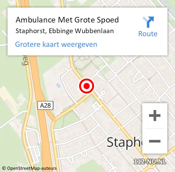 Locatie op kaart van de 112 melding: Ambulance Met Grote Spoed Naar Staphorst, Ebbinge Wubbenlaan op 22 mei 2014 20:56