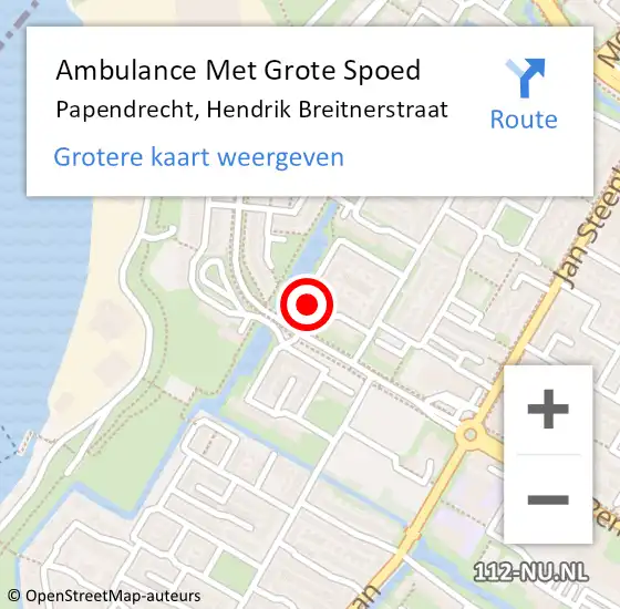 Locatie op kaart van de 112 melding: Ambulance Met Grote Spoed Naar Papendrecht, Hendrik Breitnerstraat op 26 oktober 2020 14:43