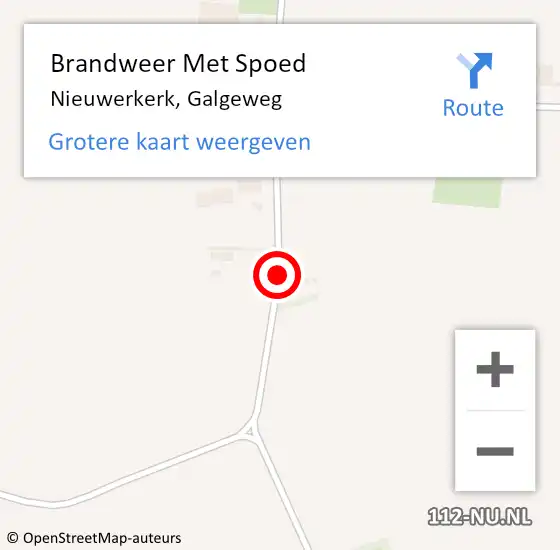 Locatie op kaart van de 112 melding: Brandweer Met Spoed Naar Nieuwerkerk, Galgeweg op 26 oktober 2020 15:55