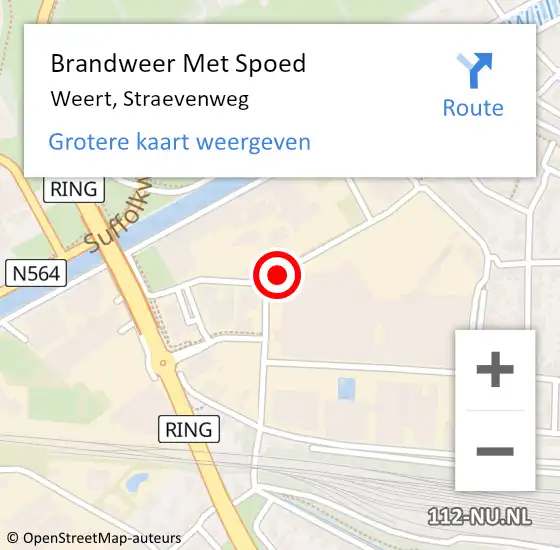 Locatie op kaart van de 112 melding: Brandweer Met Spoed Naar Weert, Straevenweg op 26 oktober 2020 16:01