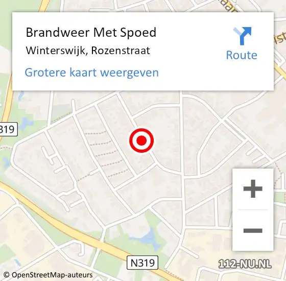 Locatie op kaart van de 112 melding: Brandweer Met Spoed Naar Winterswijk, Rozenstraat op 26 oktober 2020 16:38