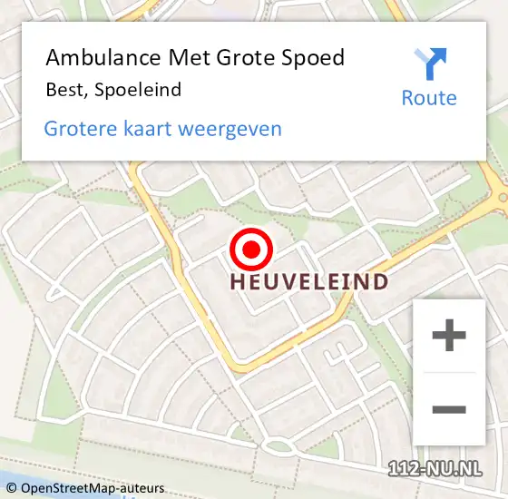 Locatie op kaart van de 112 melding: Ambulance Met Grote Spoed Naar Best, Spoeleind op 26 oktober 2020 17:45