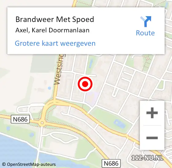 Locatie op kaart van de 112 melding: Brandweer Met Spoed Naar Axel, Karel Doormanlaan op 26 oktober 2020 18:20