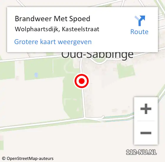 Locatie op kaart van de 112 melding: Brandweer Met Spoed Naar Wolphaartsdijk, Kasteelstraat op 26 oktober 2020 19:11