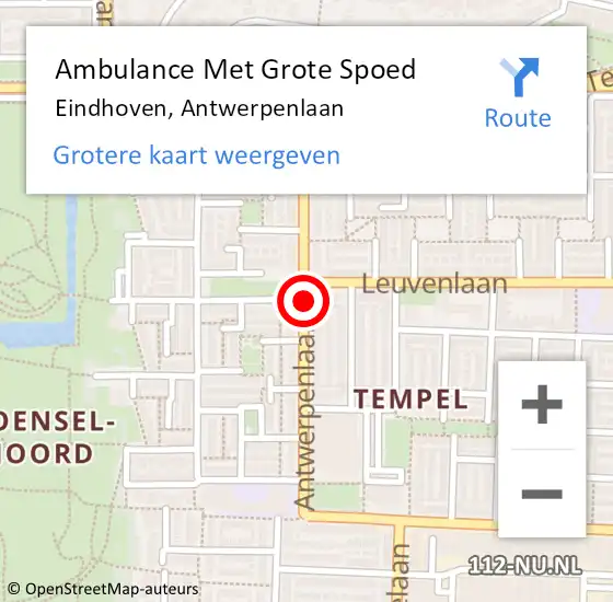 Locatie op kaart van de 112 melding: Ambulance Met Grote Spoed Naar Eindhoven, Antwerpenlaan op 26 oktober 2020 19:19