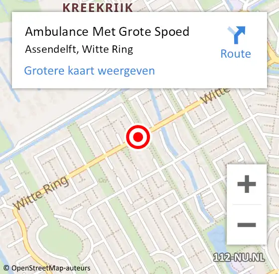 Locatie op kaart van de 112 melding: Ambulance Met Grote Spoed Naar Assendelft, Witte Ring op 26 oktober 2020 19:20