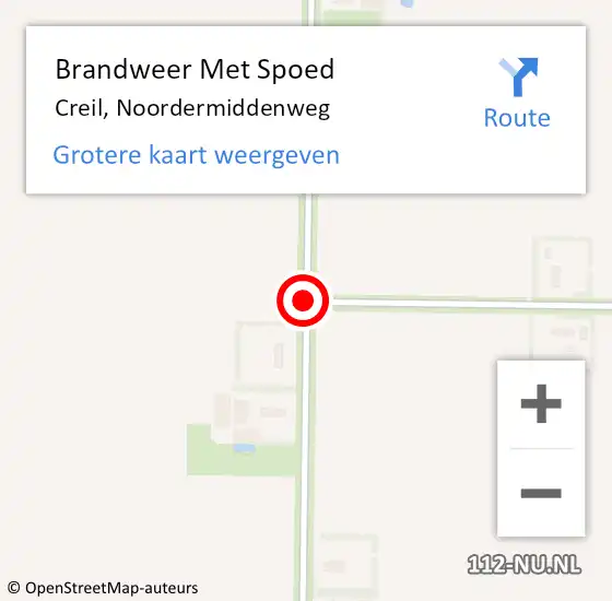 Locatie op kaart van de 112 melding: Brandweer Met Spoed Naar Creil, Noordermiddenweg op 26 oktober 2020 22:32