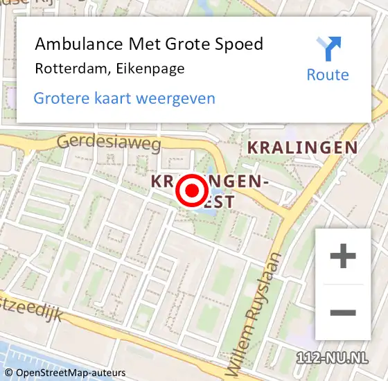 Locatie op kaart van de 112 melding: Ambulance Met Grote Spoed Naar Rotterdam, Eikenpage op 26 oktober 2020 23:04