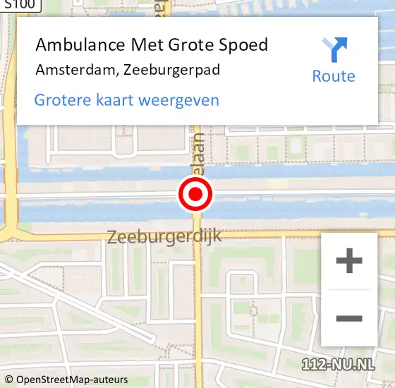 Locatie op kaart van de 112 melding: Ambulance Met Grote Spoed Naar Amsterdam, Zeeburgerpad op 26 oktober 2020 23:31