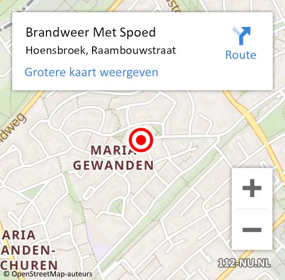 Locatie op kaart van de 112 melding: Brandweer Met Spoed Naar Hoensbroek, Raambouwstraat op 27 oktober 2020 05:32