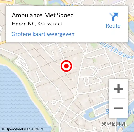 Locatie op kaart van de 112 melding: Ambulance Met Spoed Naar Hoorn Nh, Kruisstraat op 27 oktober 2020 06:13