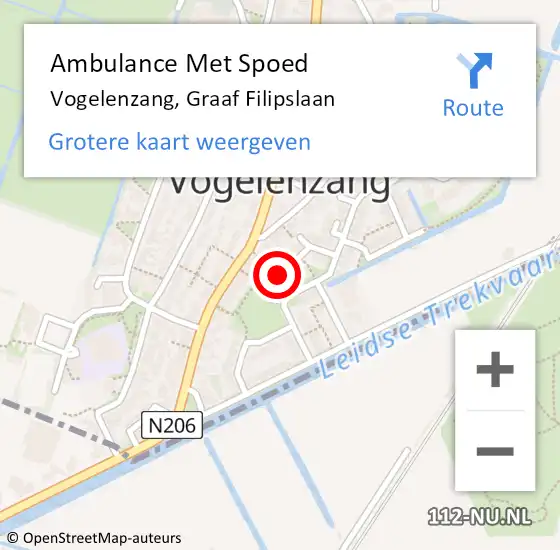 Locatie op kaart van de 112 melding: Ambulance Met Spoed Naar Vogelenzang, Graaf Filipslaan op 27 oktober 2020 07:09