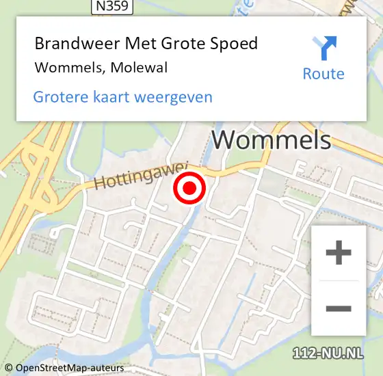 Locatie op kaart van de 112 melding: Brandweer Met Grote Spoed Naar Wommels, Molewal op 22 mei 2014 23:14