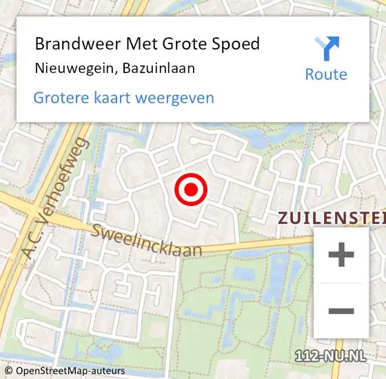 Locatie op kaart van de 112 melding: Brandweer Met Grote Spoed Naar Nieuwegein, Bazuinlaan op 27 oktober 2020 11:10