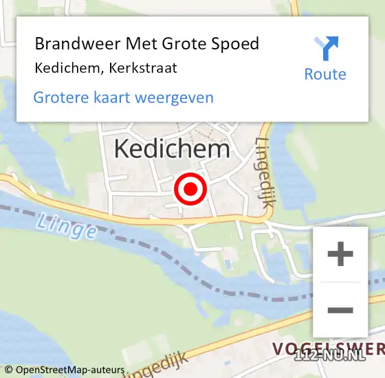 Locatie op kaart van de 112 melding: Brandweer Met Grote Spoed Naar Kedichem, Kerkstraat op 27 oktober 2020 11:45