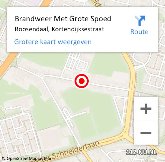 Locatie op kaart van de 112 melding: Brandweer Met Grote Spoed Naar Roosendaal, Kortendijksestraat op 27 oktober 2020 11:51