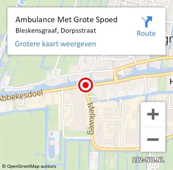 Locatie op kaart van de 112 melding: Ambulance Met Grote Spoed Naar Bleskensgraaf, Dorpsstraat op 27 oktober 2020 12:11