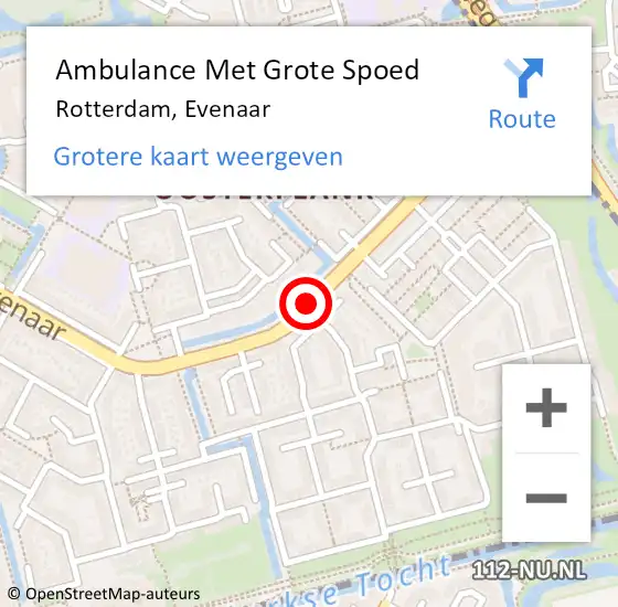 Locatie op kaart van de 112 melding: Ambulance Met Grote Spoed Naar Rotterdam, Evenaar op 27 oktober 2020 12:34