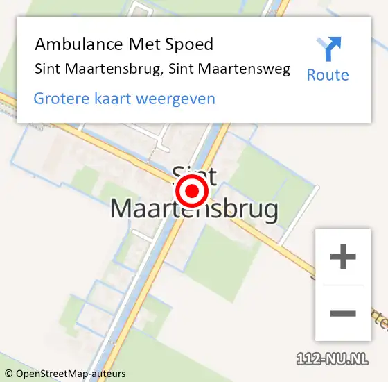 Locatie op kaart van de 112 melding: Ambulance Met Spoed Naar Sint Maartensbrug, Sint Maartensweg op 27 oktober 2020 13:15