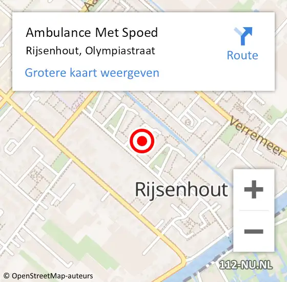 Locatie op kaart van de 112 melding: Ambulance Met Spoed Naar Rijsenhout, Olympiastraat op 27 oktober 2020 13:30